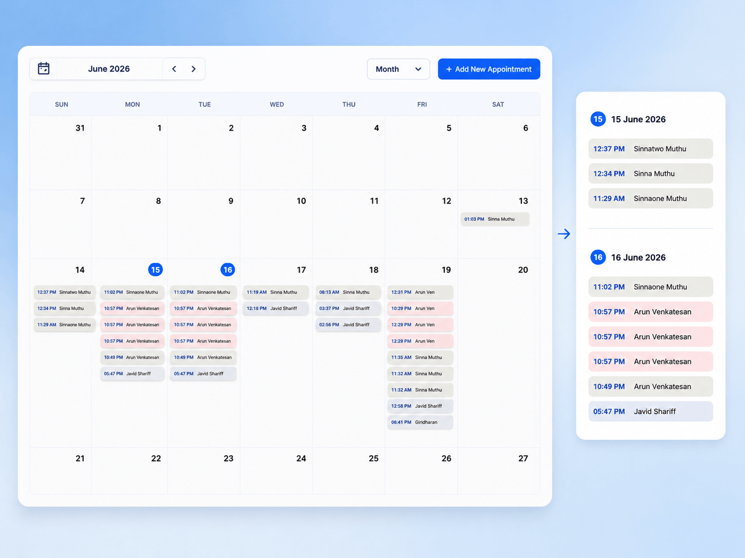 Colour coded calendar