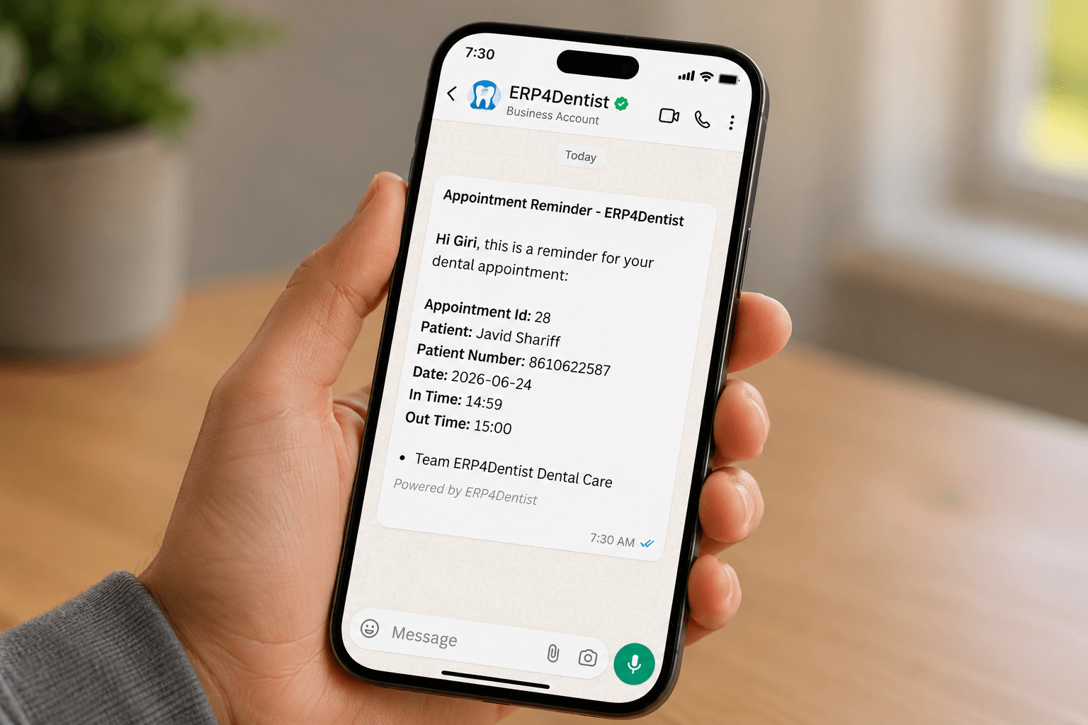 WhatsApp reminders