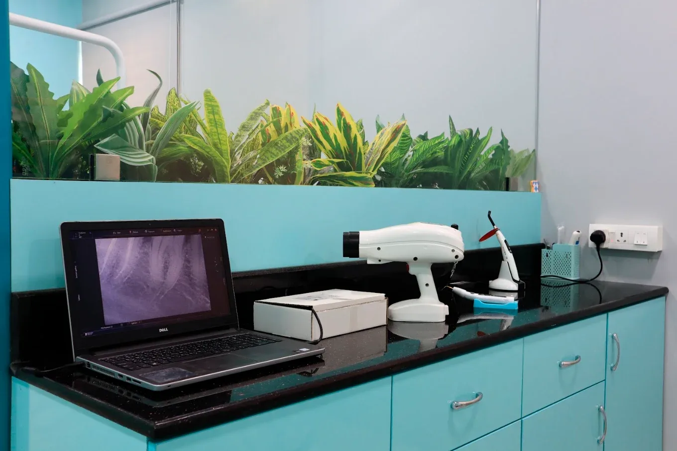 clinic work area with a desktop