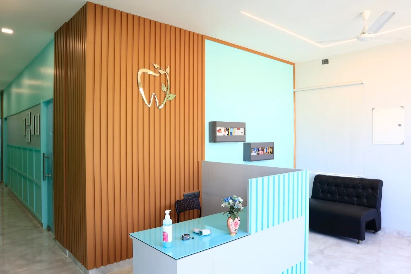 reception area with clinic logo