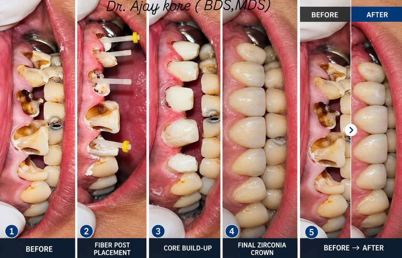 Zirconia crown-restoring teeth structure