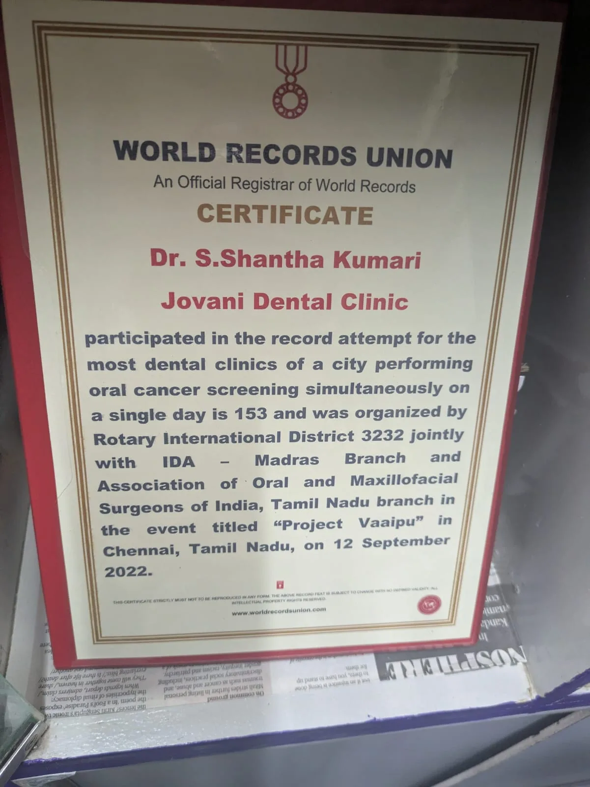 World Records certificate