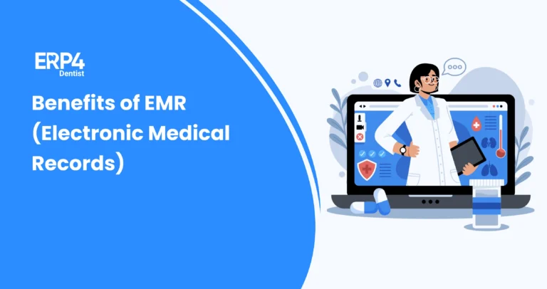 Doctor accessing electronic medical records on a laptop highlighting EMR benefits in healthcare.