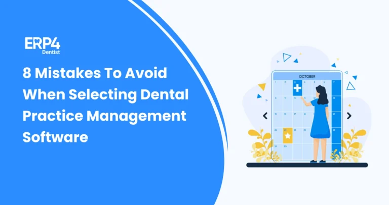 Illustration showing common mistakes to avoid when choosing dental practice management software for clinics.