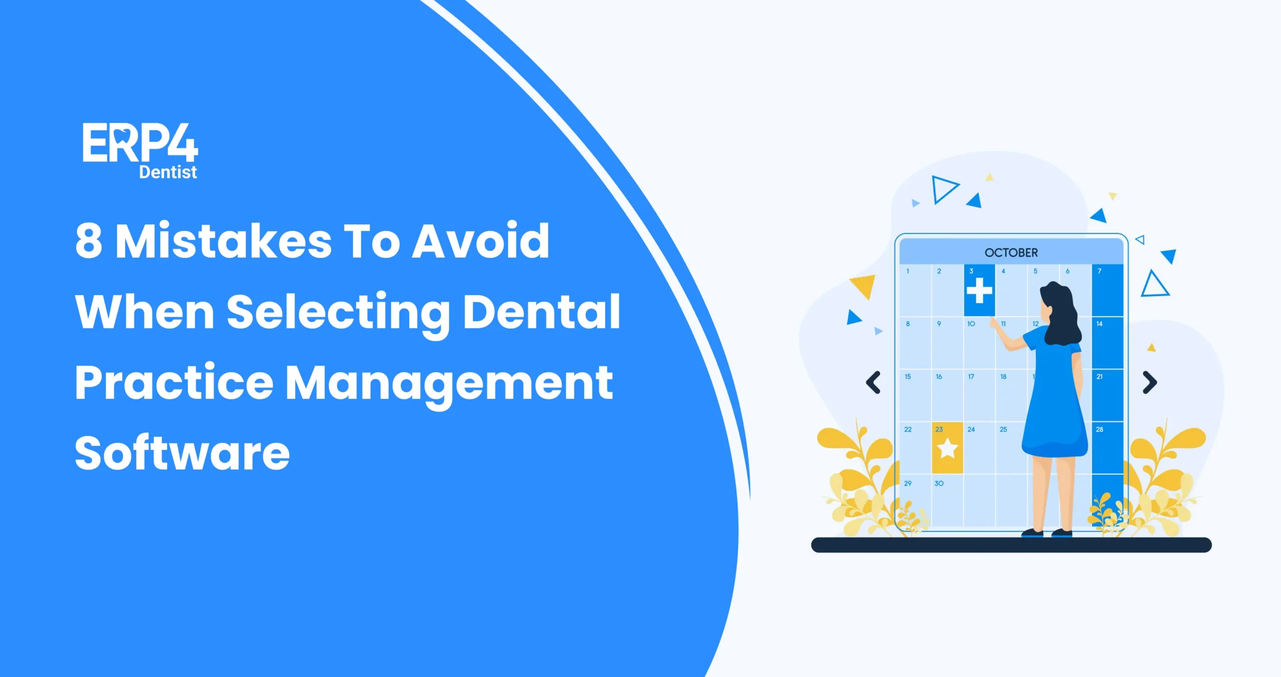 Illustration showing common mistakes to avoid when choosing dental practice management software for clinics.
