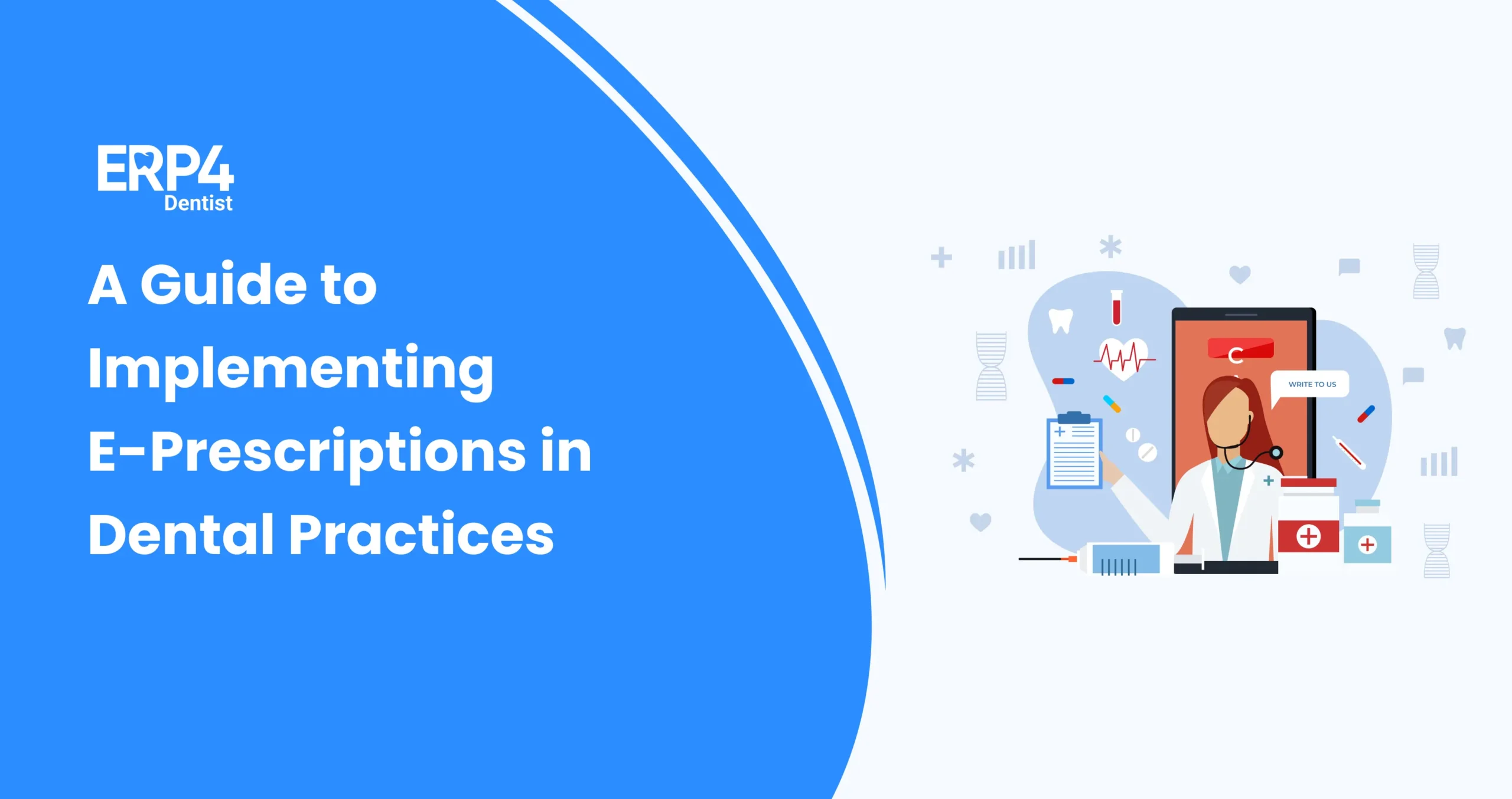 Dentist using e-prescription software integrated with dental practice management system.