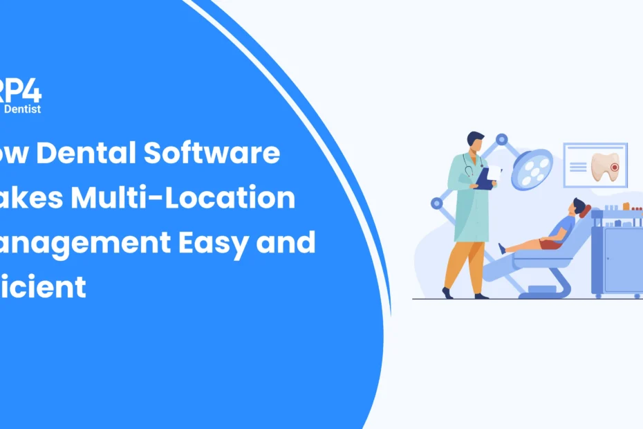 Dental practice owner monitoring multiple clinic locations through a unified dental software system.