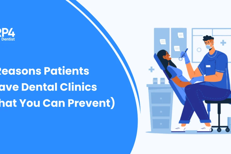 Illustration of a dentist treating a patient in a modern clinic setting, symbolizing patient experience factors that influence patient retention in dental clinics.
