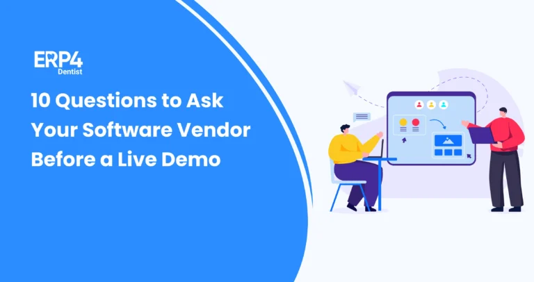 Dental team discussing software features on a screen before a live dental software demo.