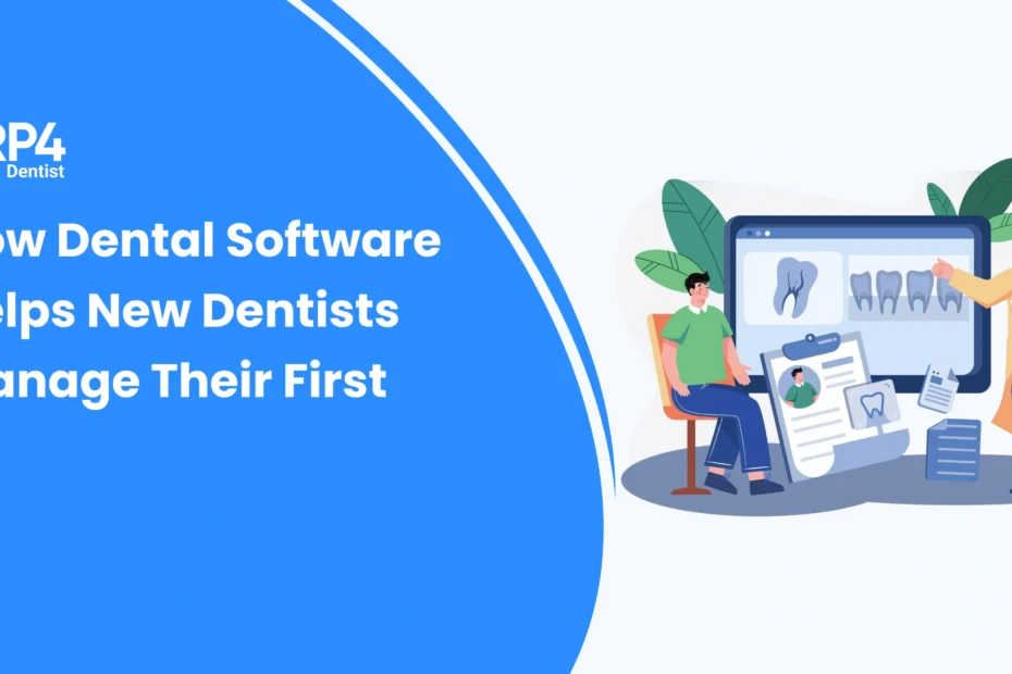 New dentist using dental practice management software to efficiently manage patients, appointments, and clinic operations.