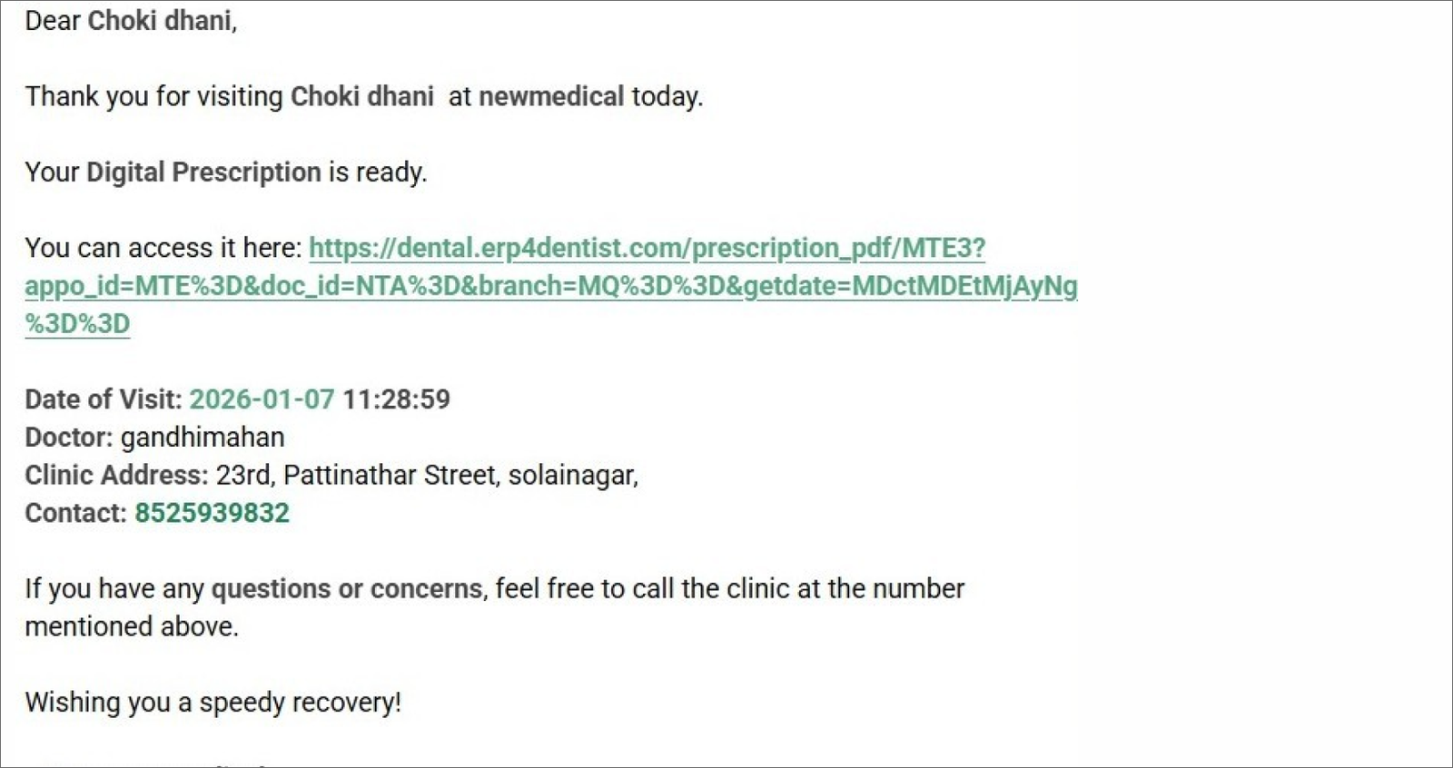 Link to view digital prescriptions for dental clinics