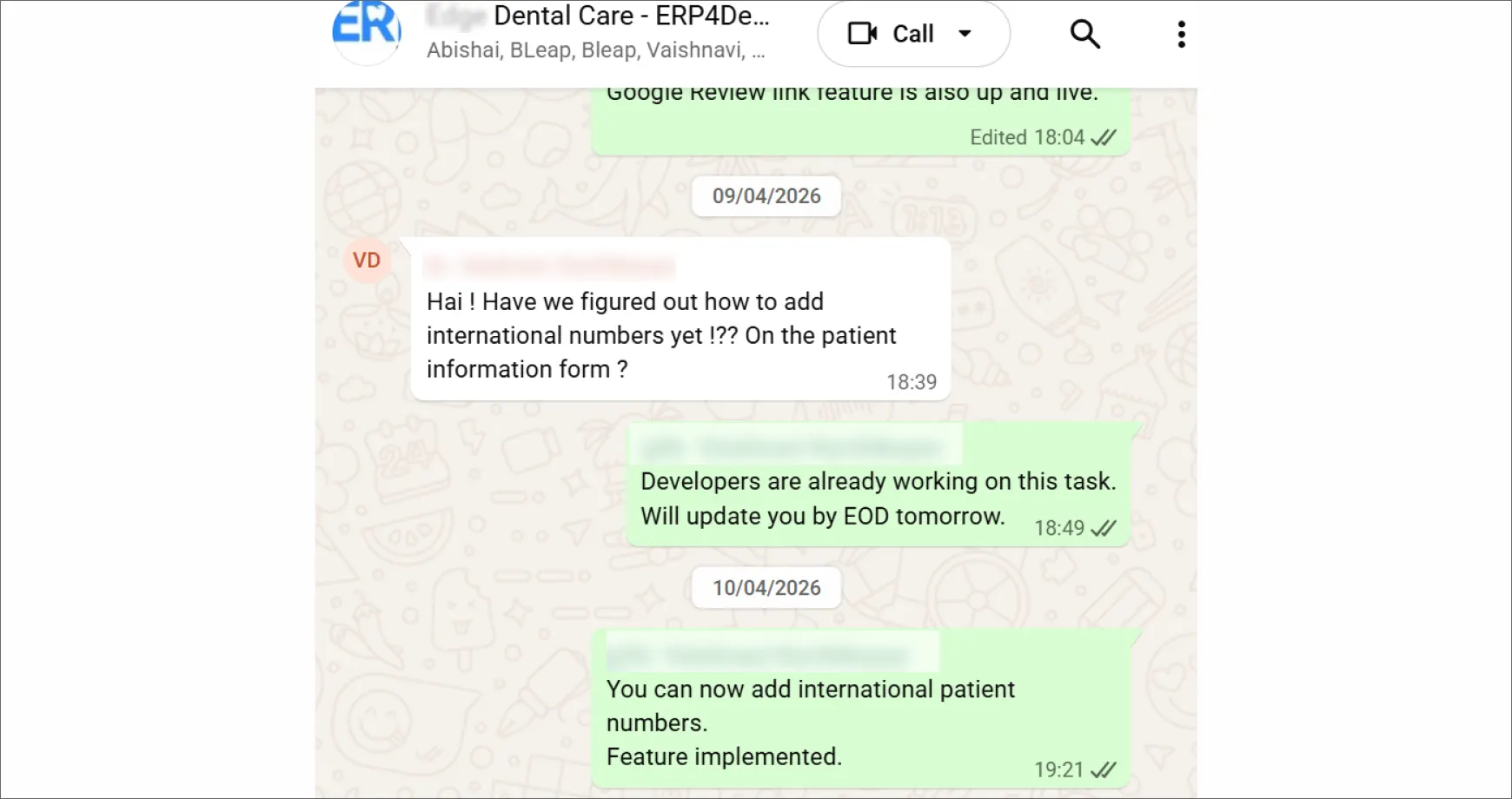 Responsive issue resolution through whatsapp